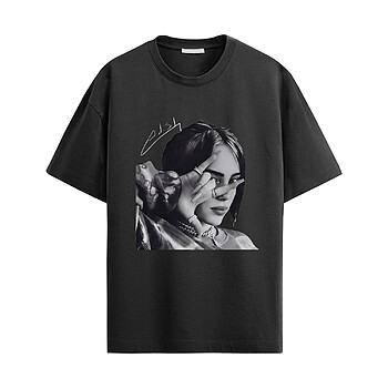 billie eilish shirt portrait graphic printed on black fan tee shirt