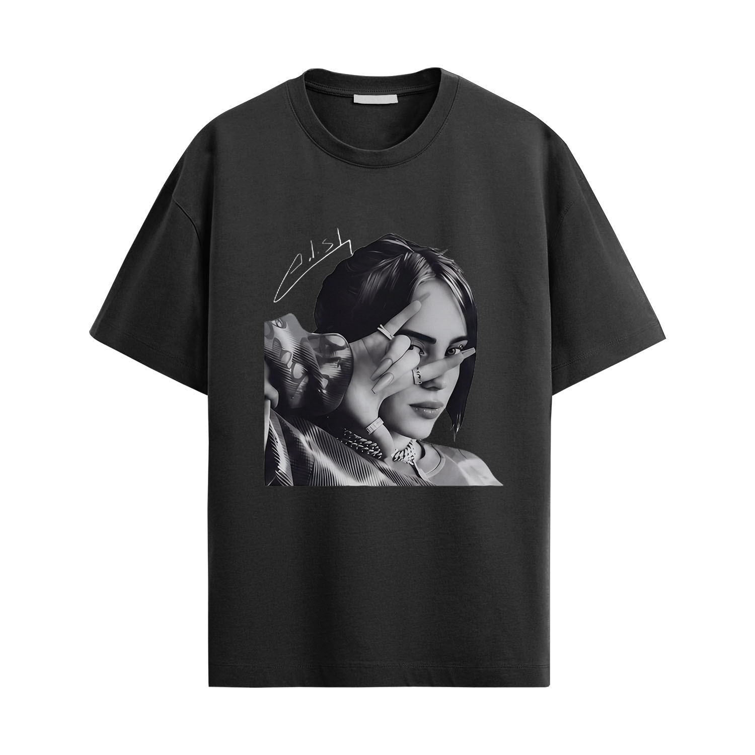 billie eilish shirt portrait graphic printed on black fan tee shirt